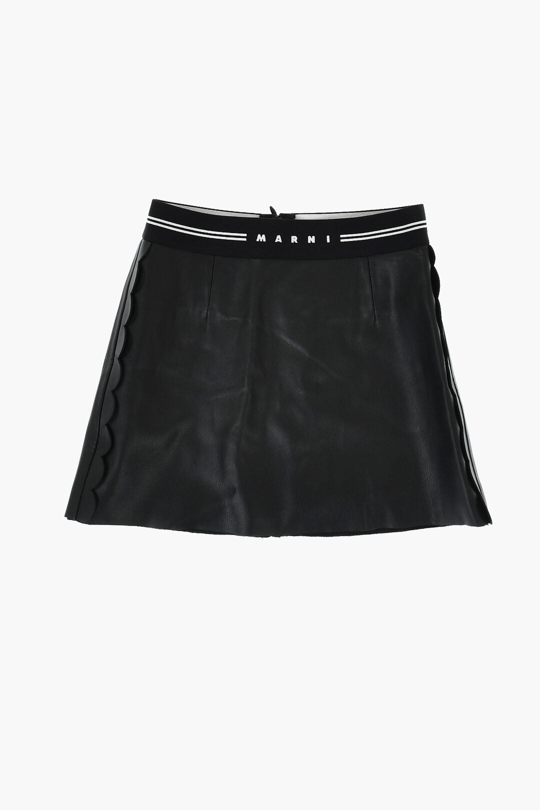 Marni Kids 0401~Eco-Leather Skirt With Logo Elastic Waist
