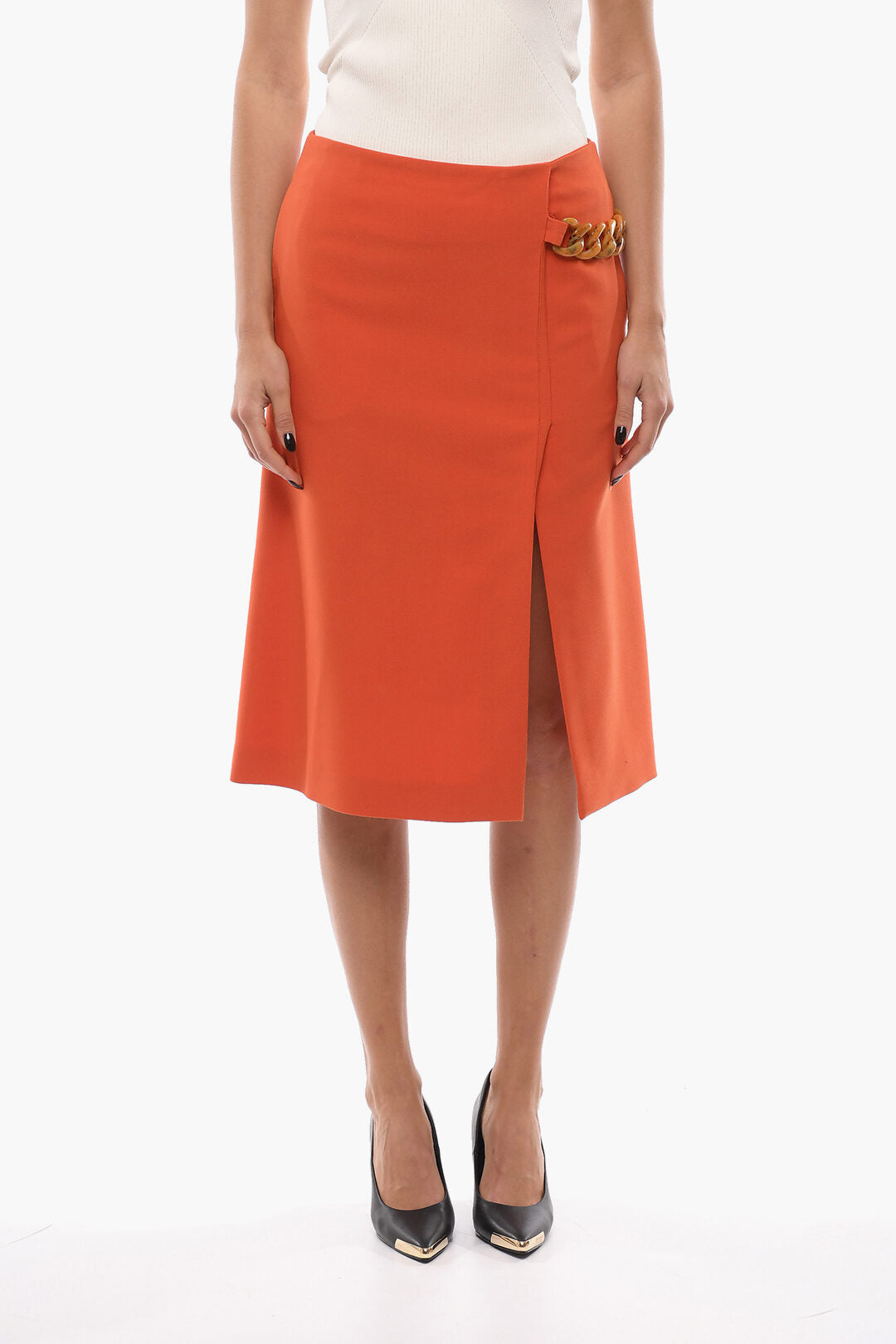 Stella McCartney 2950~Midi Skirt FALABELLA with Front Slit and Chain Detail