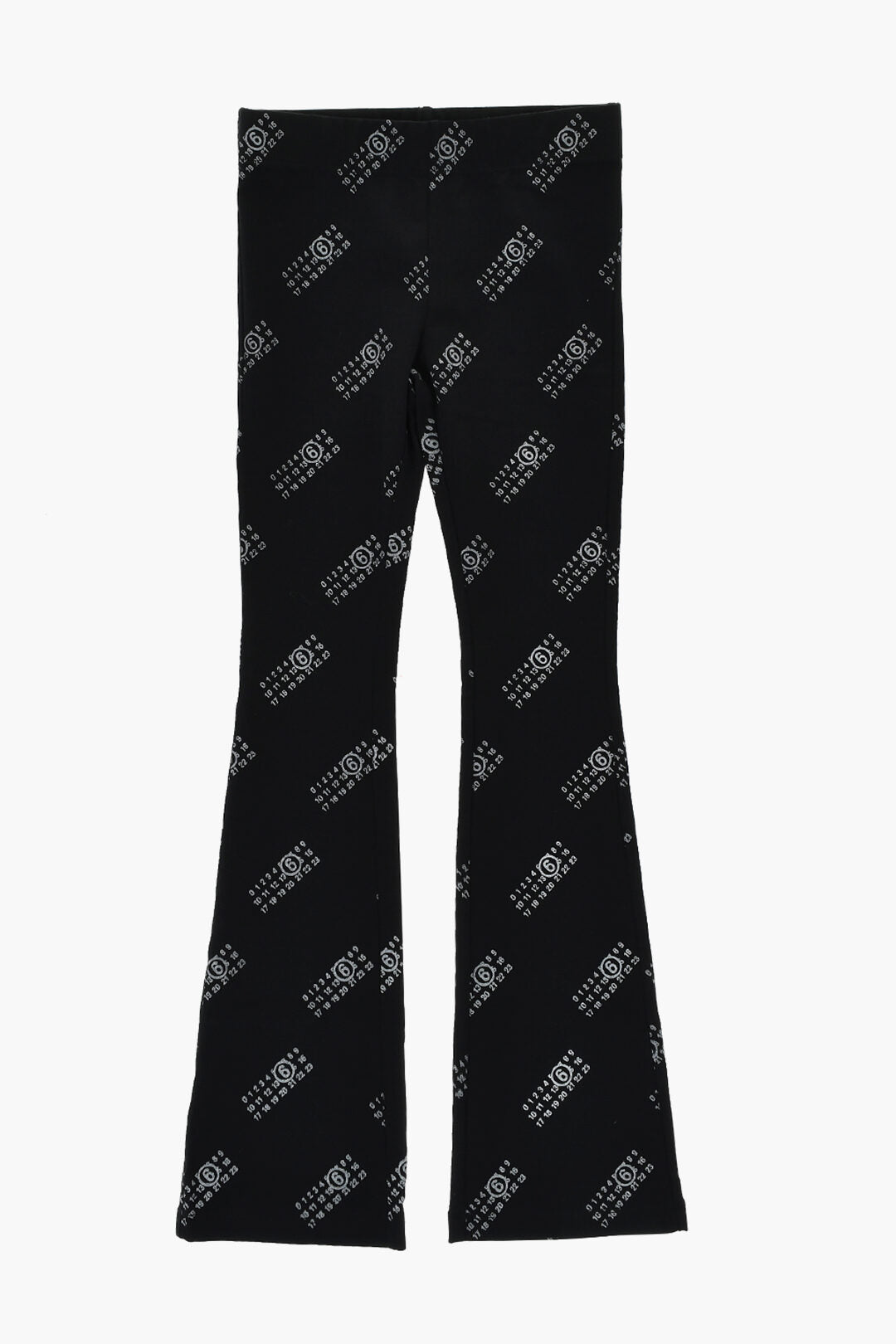 Maison Margiela Kids 1500~MM6 Stretch Cotton Bootcut Pants with Glitter Logo