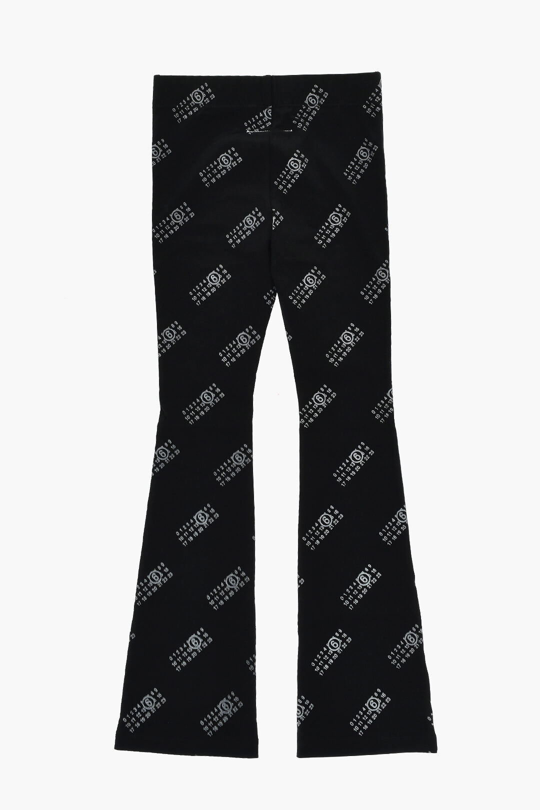 Maison Margiela Kids 1500~MM6 Stretch Cotton Bootcut Pants with Glitter Logo, view 2