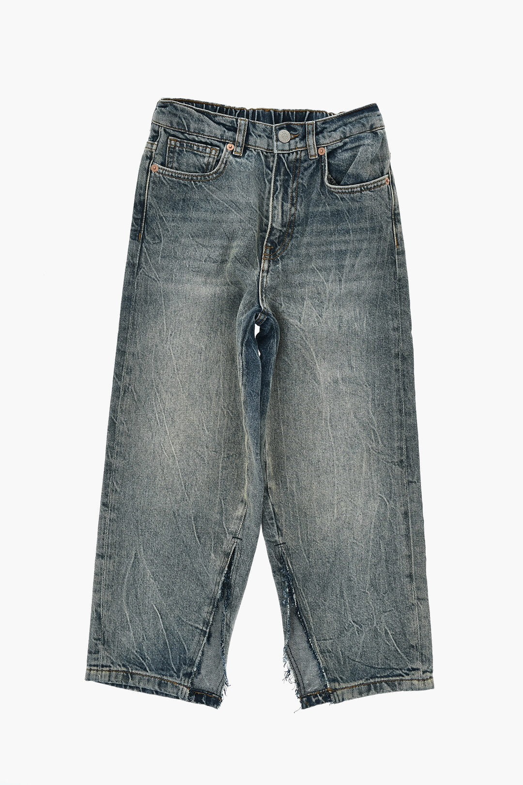 Maison Margiela Kids 0750~MM6 Vintage-Wash Jeans with Ankle Slits