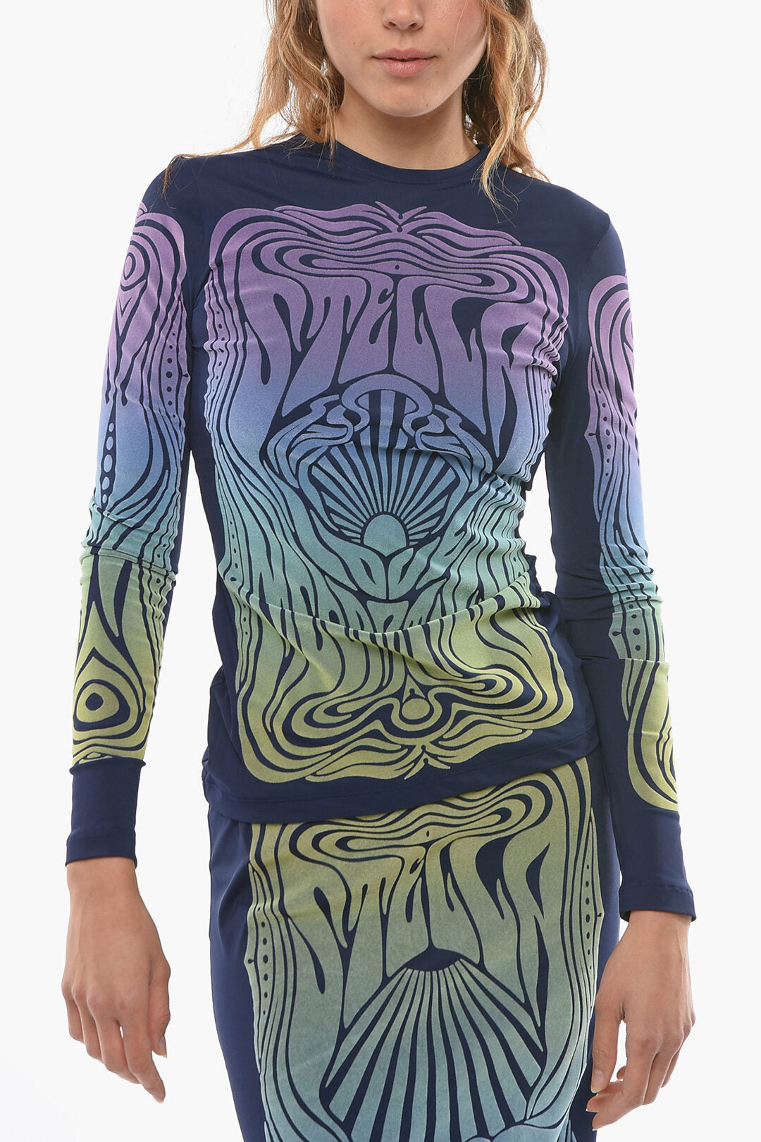 Stella McCartney 2405~Long-Sleeved T-Shirt SKYLAR with Multicolor Velvet Print