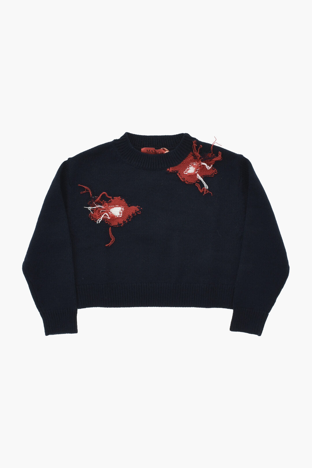Max&Co. Kid 0405~Crew-Neck Wool-Blend Pullover with Embroidery