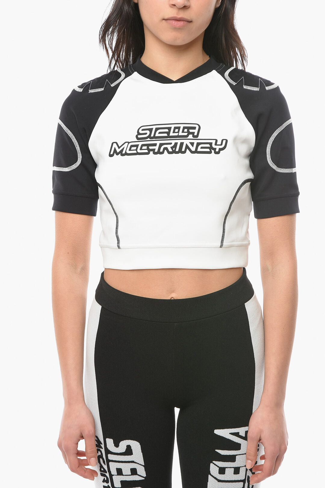 Stella McCartney 2405~Neoprene Athleisure Cropped T-Shirt