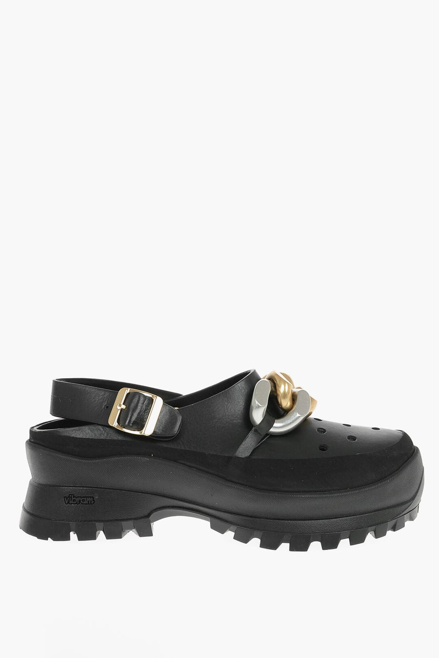 Stella McCartney 3500~Vegan Leather Clog Sandals TRACE FALABELLA With Gold Chain Detail
