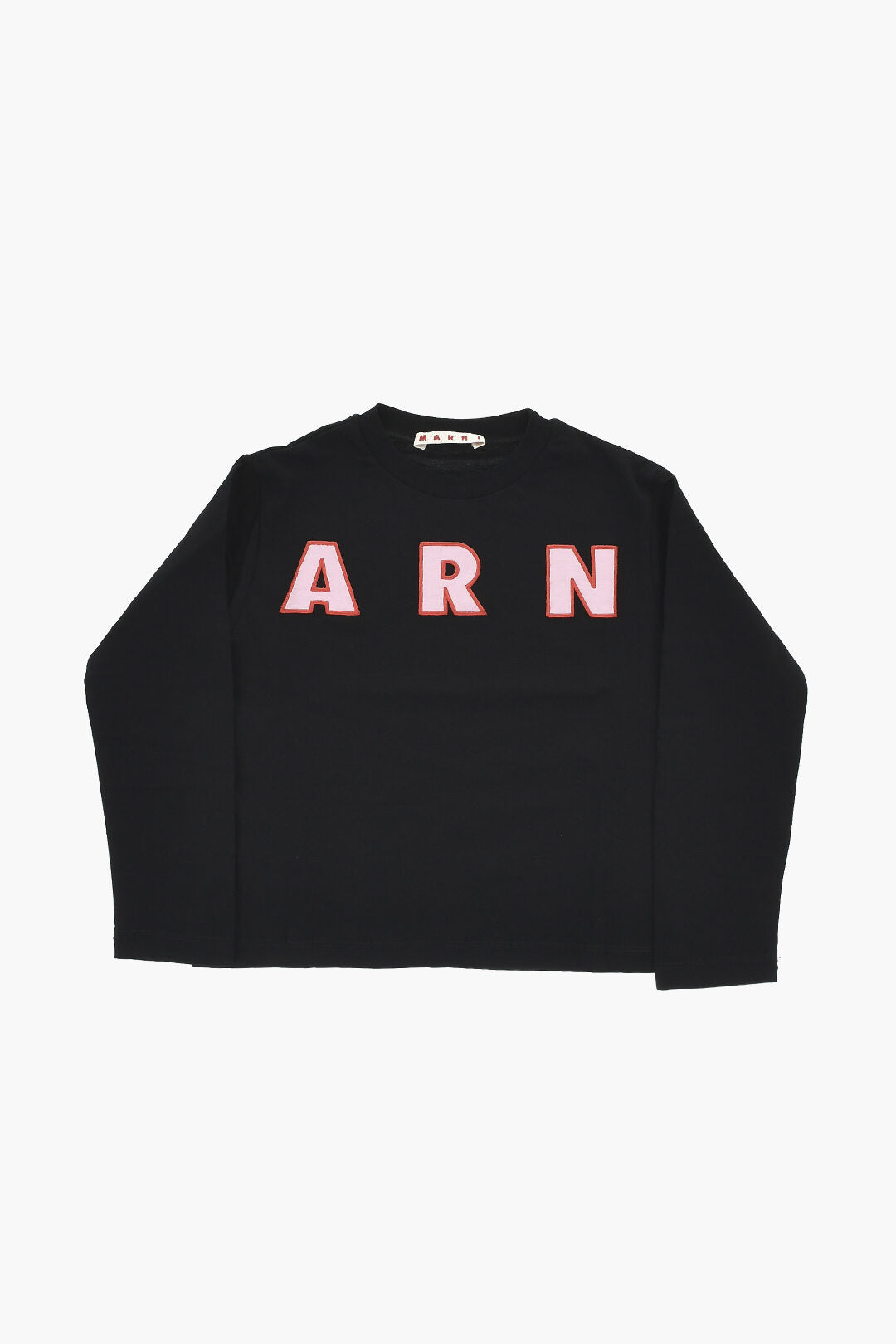 Marni Kids 1500~Crewneck Cotton T-Shirt with Embroidered Front Logo