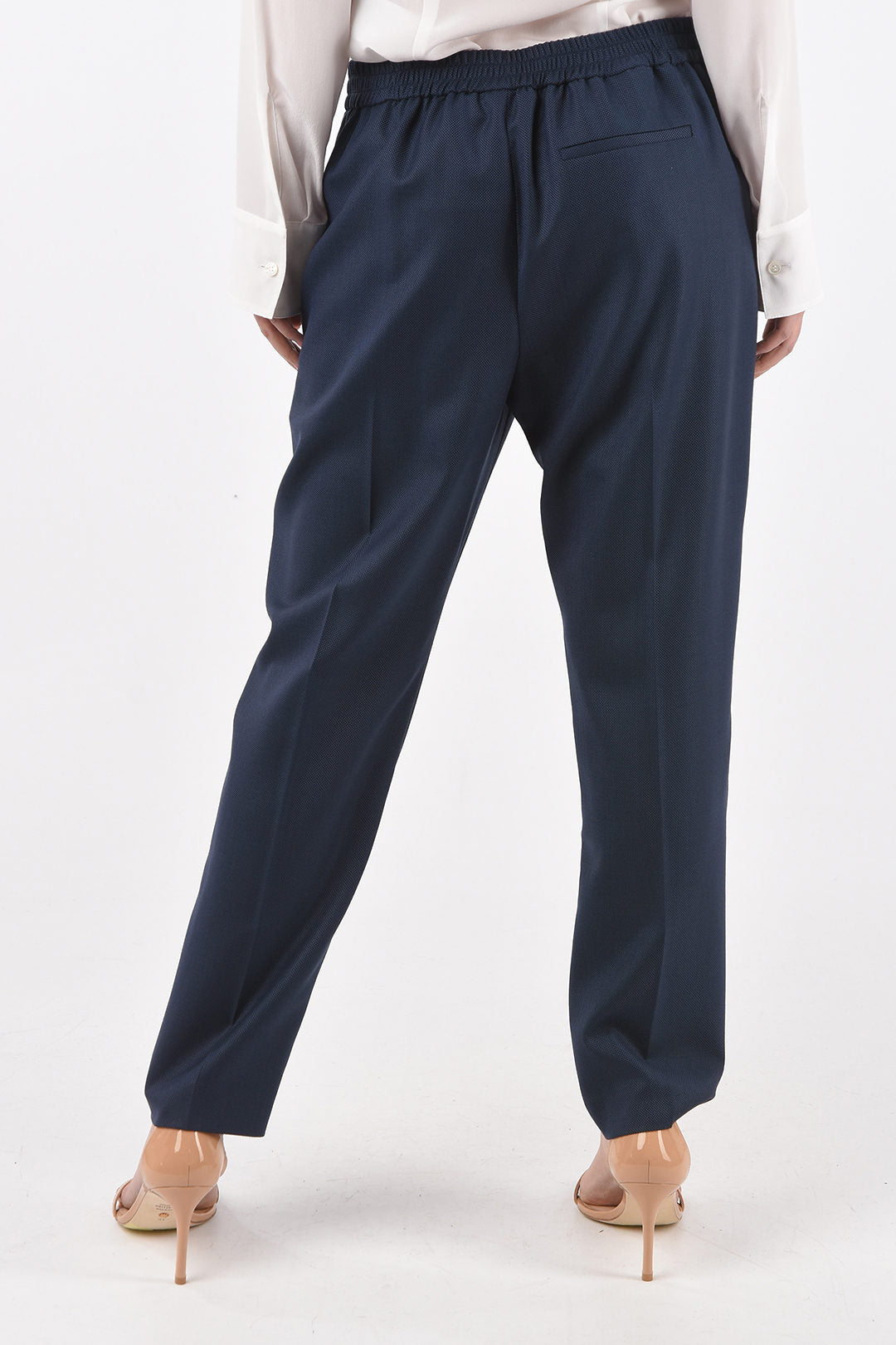 Stella McCartney 2405~Pinpoint Wool Trousers with Zip Pockets