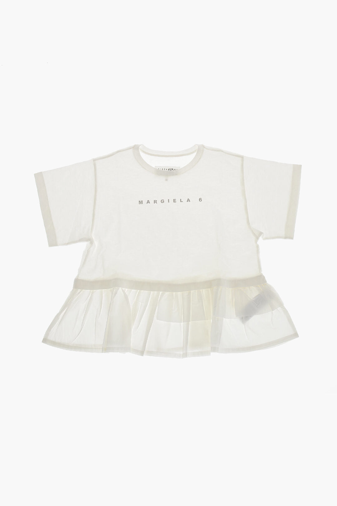 Maison Margiela Kids 0405~MM6 Short-Sleeve T-Shirt with Ruffles