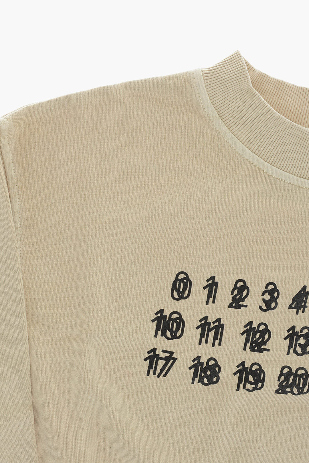 Maison Margiela Kids 2500~MM6 Cropped-Fit Crewneck Sweatshirt with Printed Logo, view 2