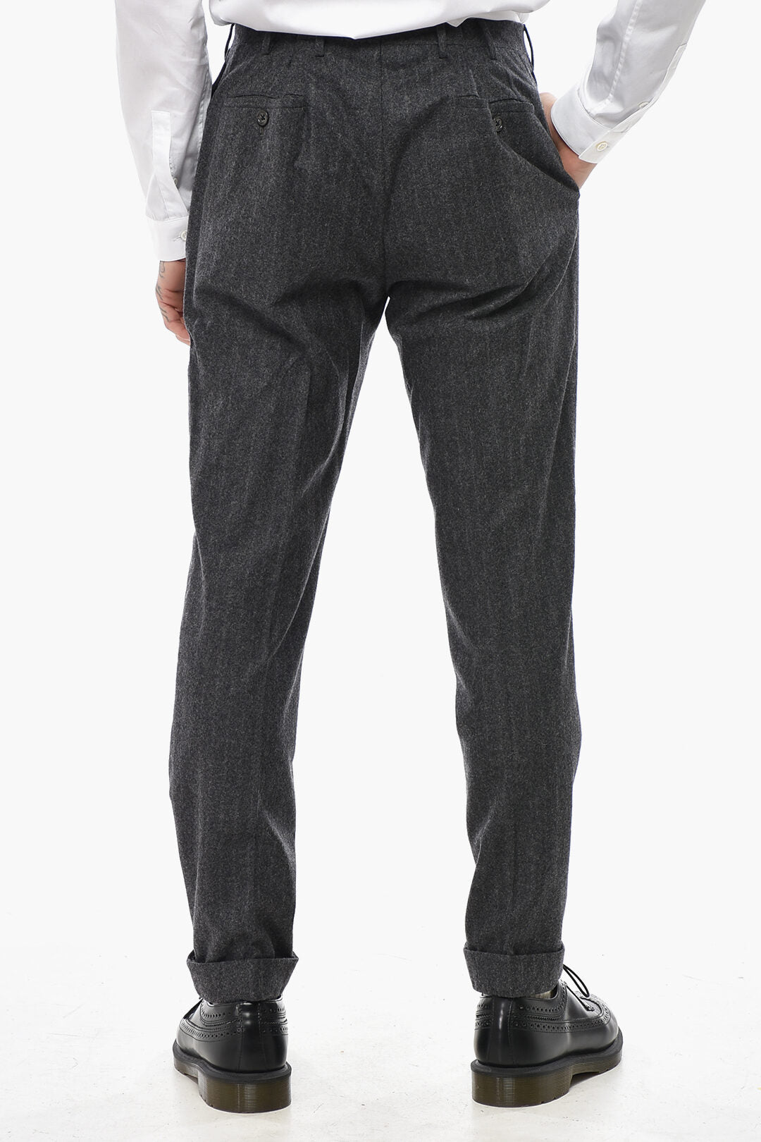Corneliani 2470~CC COLLECTION Virgin Wool Regular Waist Trousers with Belt Loops, view 2