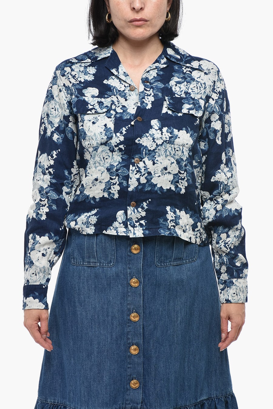 Kapital 2405~Linen Floral-Print Blouse