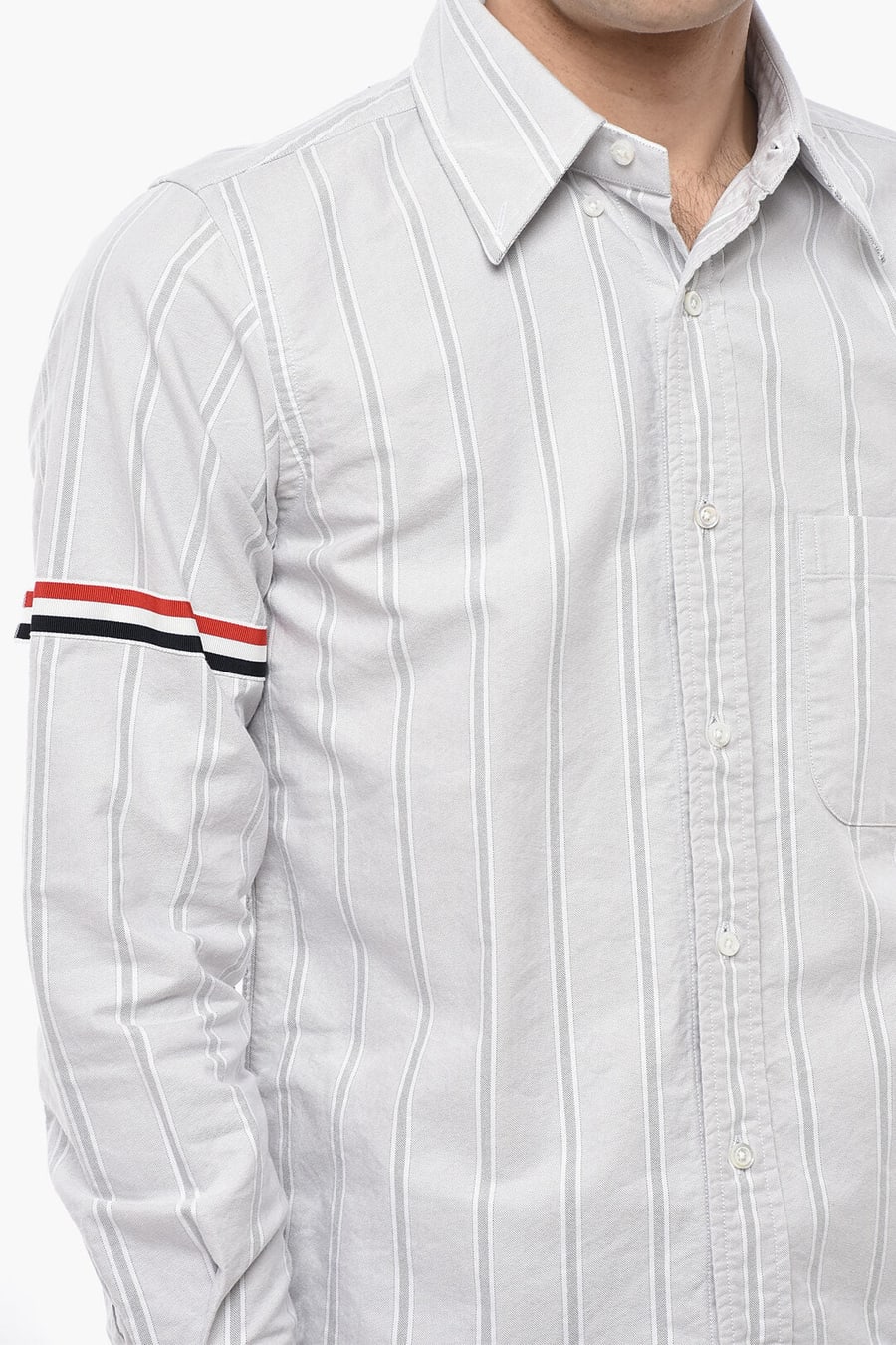 Thom Browne 2470~Striped Shirt With Pocket And Button-Down Collar, view 3