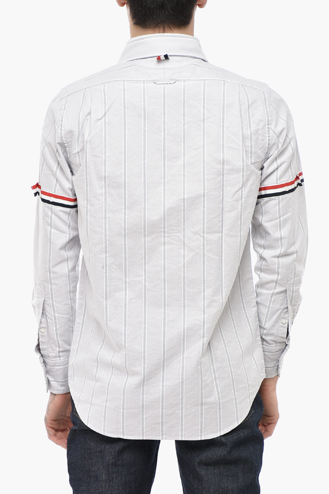 Thom Browne 2470~Striped Shirt With Pocket And Button-Down Collar, view 2