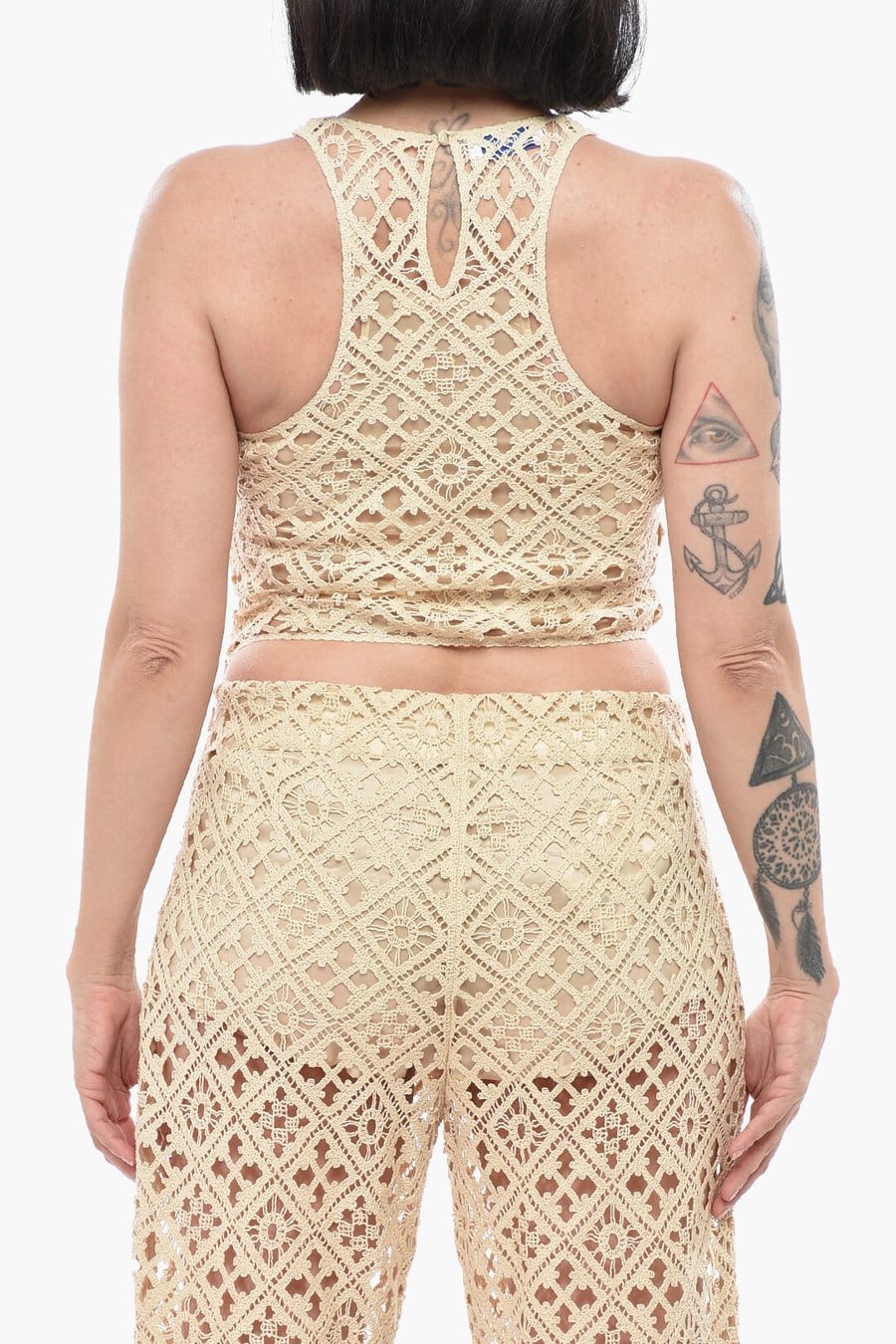 Off-White 2500~Crochet Crop Top with Lining, view 2