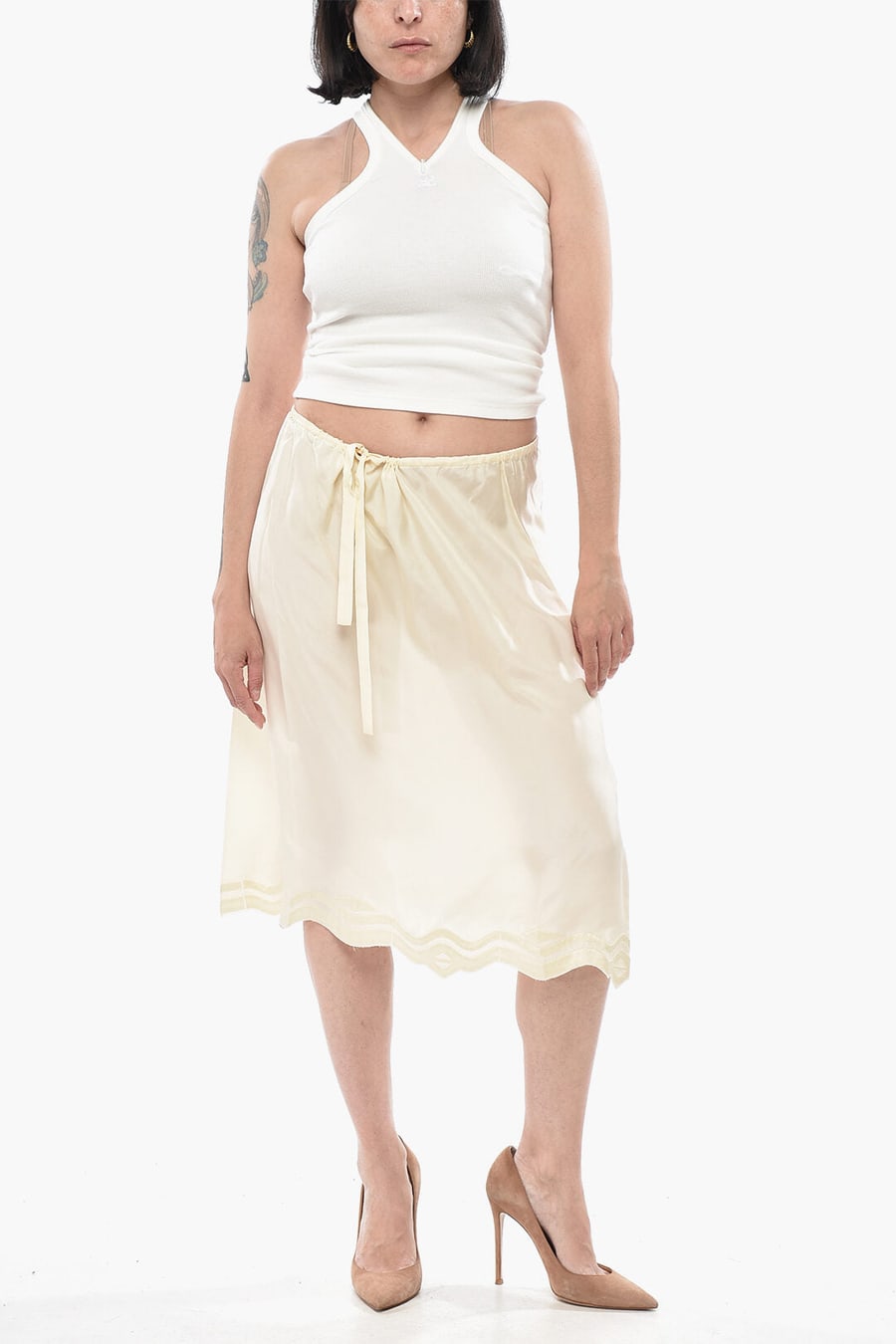 Prada 2405~Silk Trapeze Skirt with Embroidered Trim, view 4