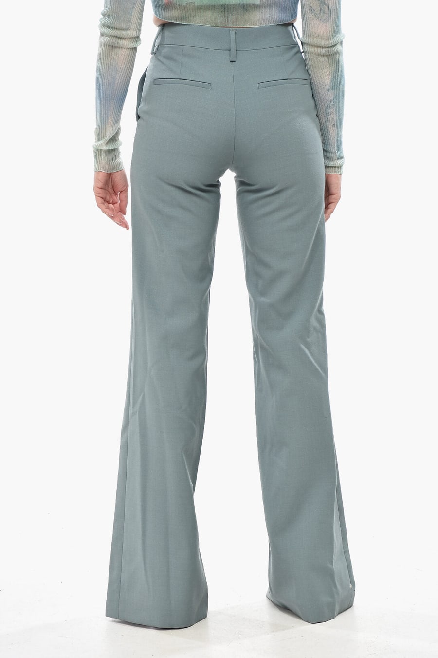 Off-White 2850~Wool-Blend Palazzo Pants With Ankle Split