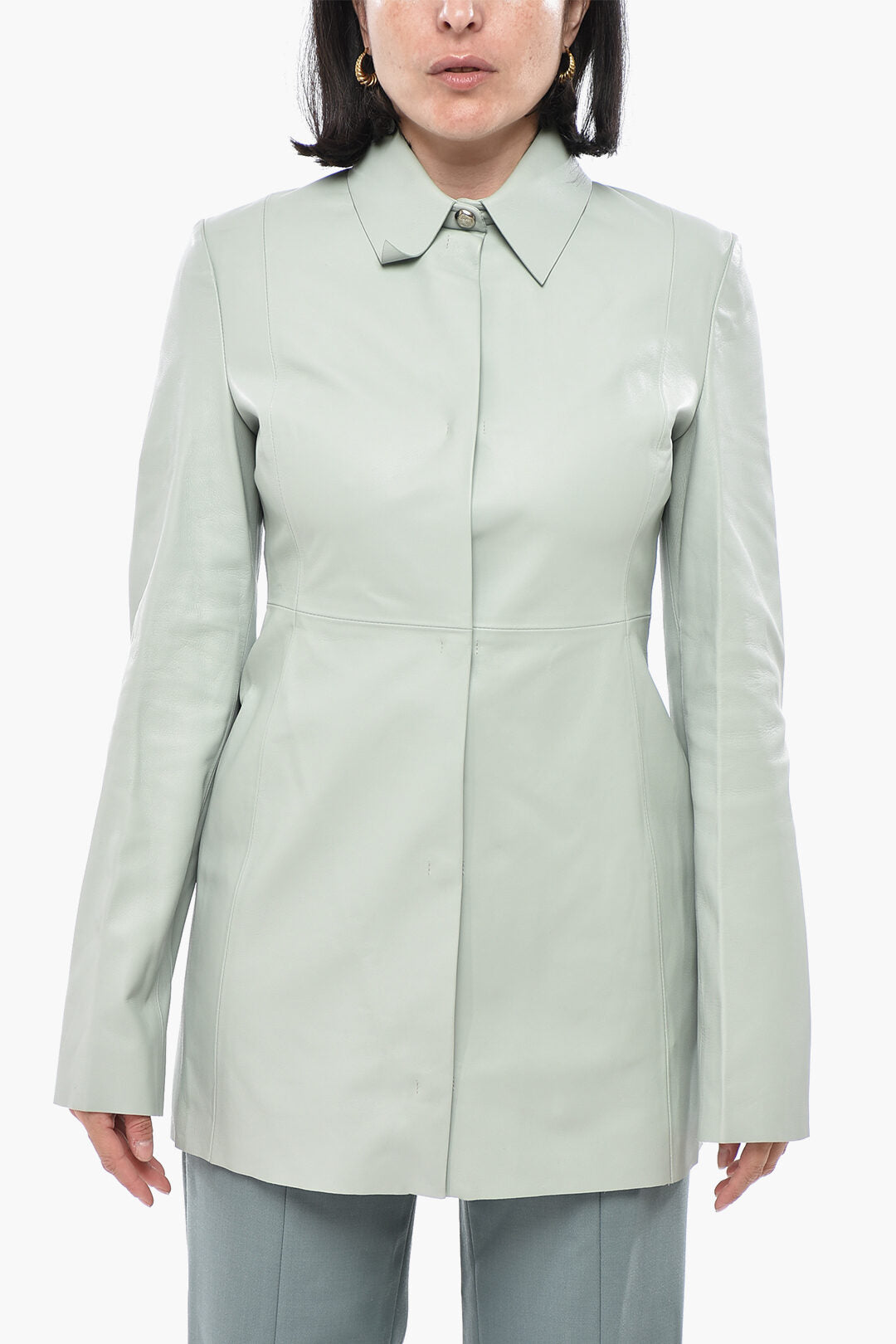Off-White 0950~L/S LEATHER SHIRT LIGHT GREEN