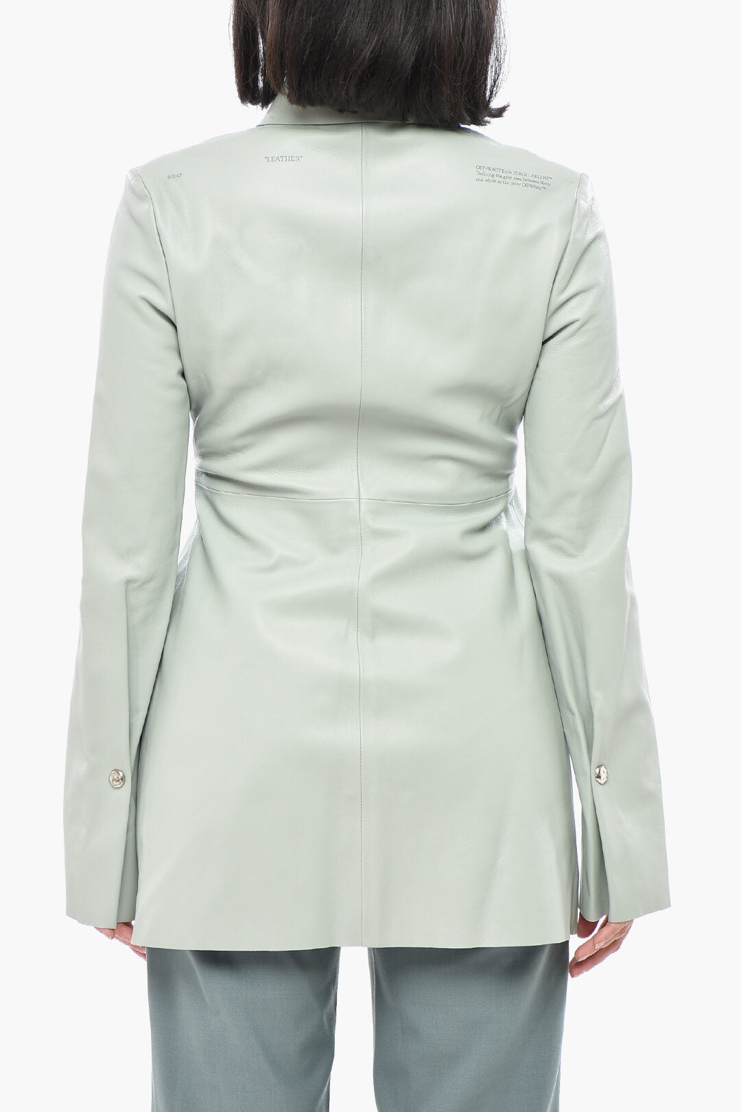 Off-White 0950~L/S LEATHER SHIRT LIGHT GREEN, view 2