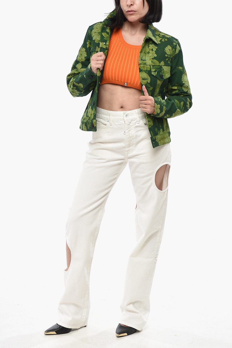 Off-White 2850~Floral Denim Jacket, view 3