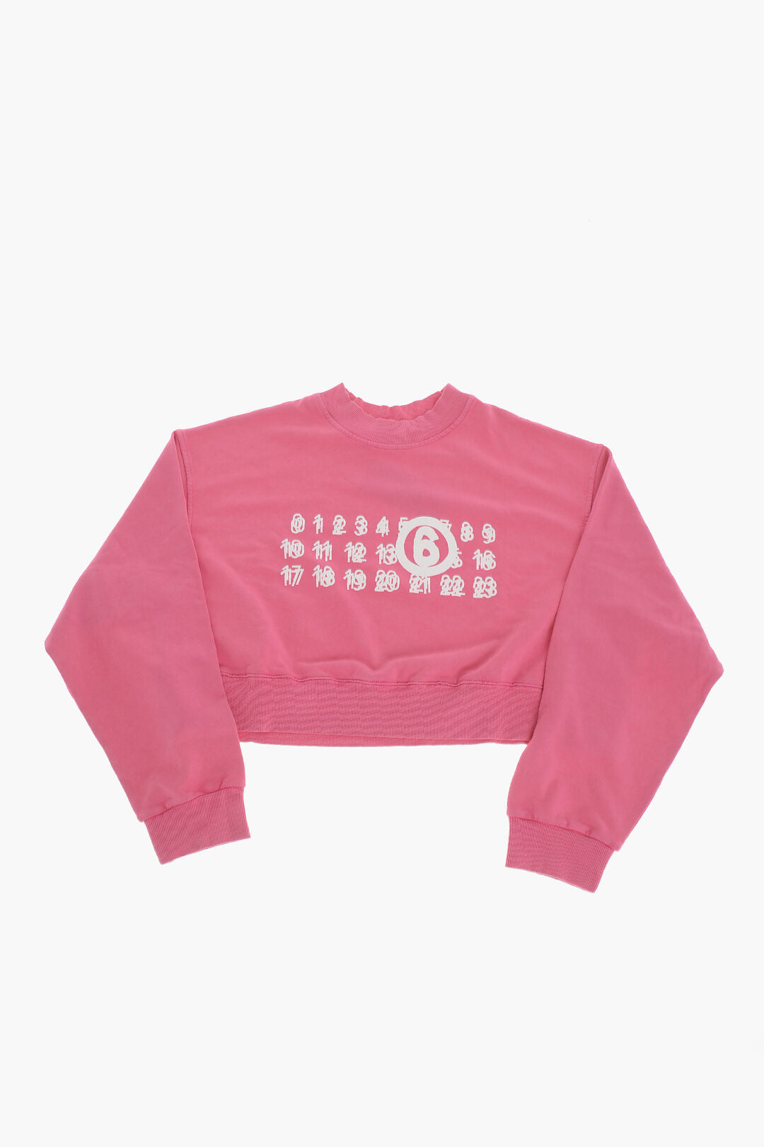 Maison Margiela Kids 3050~MM6 Brushed Cotton Crewneck Sweatshirt With Logo Print