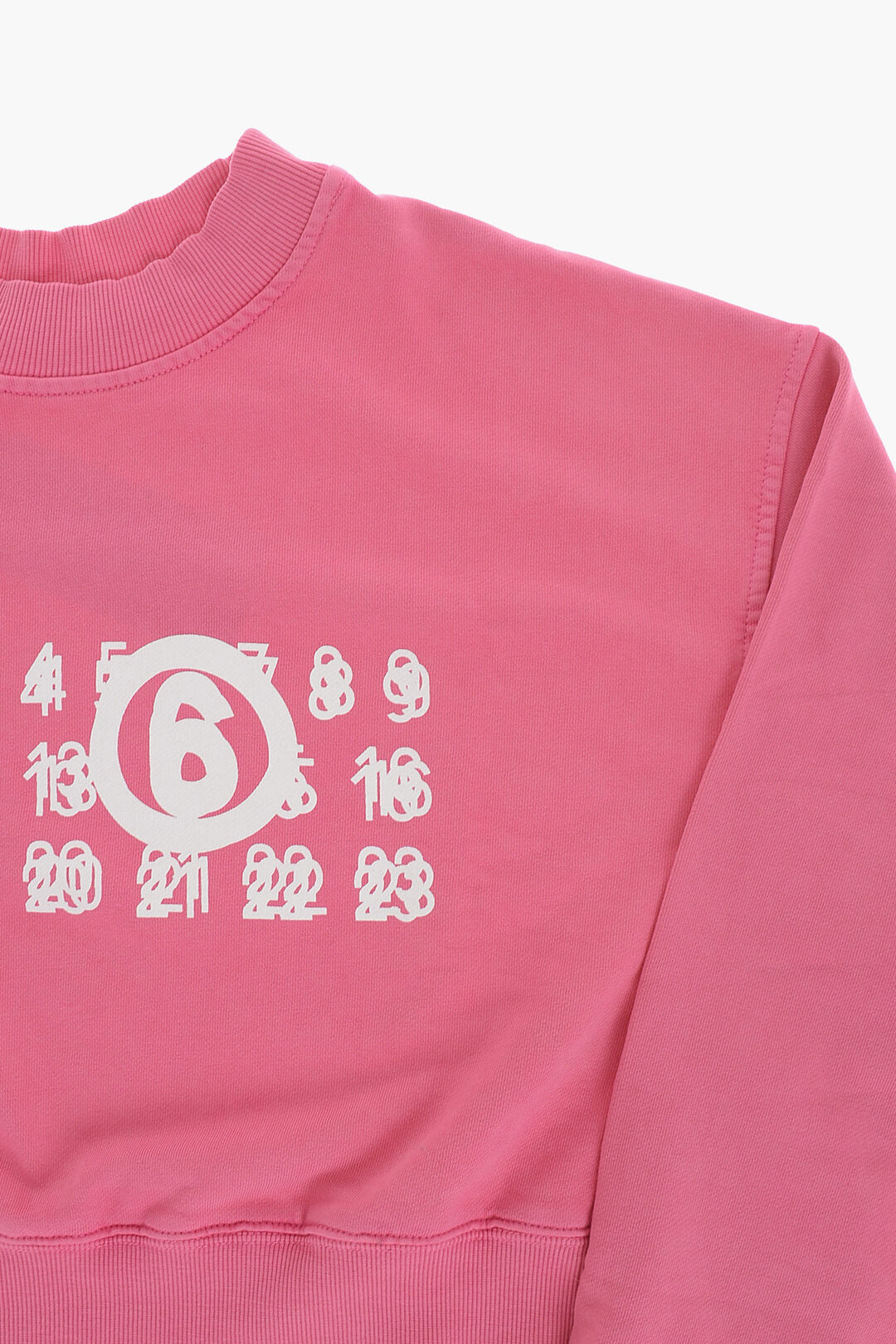 Maison Margiela Kids 3050~MM6 Brushed Cotton Crewneck Sweatshirt With Logo Print, view 2