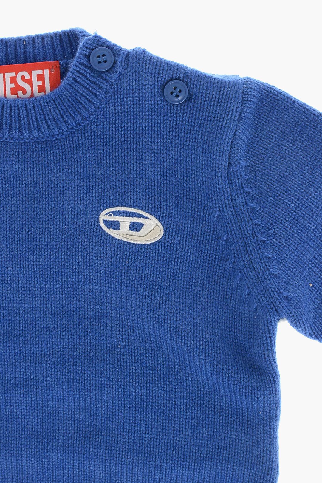 Diesel Kids 0405~Wool-Blend Crewneck Sweater with Oval-D Logo, view 2
