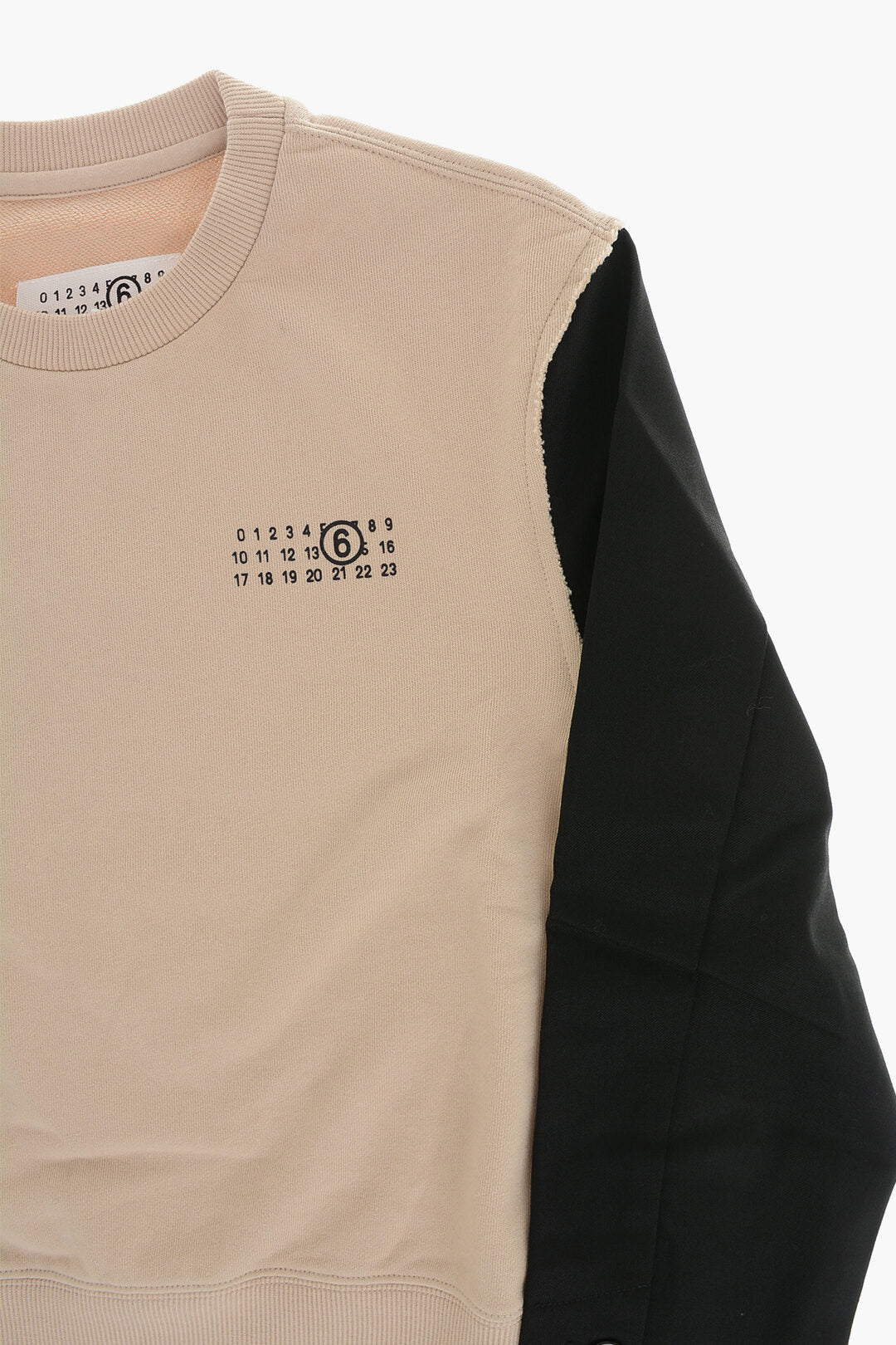 Maison Margiela Kids 3500~MM6 Two-Tone Crewneck Sweatshirt With Printed Logo