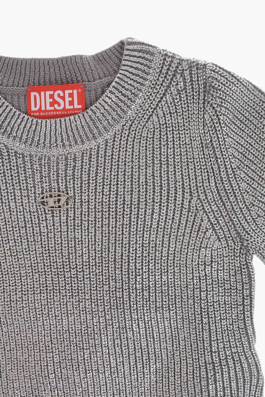 Diesel Kids 1050~Wool-Blend Crewneck Sweater with Metallic Effect, view 2