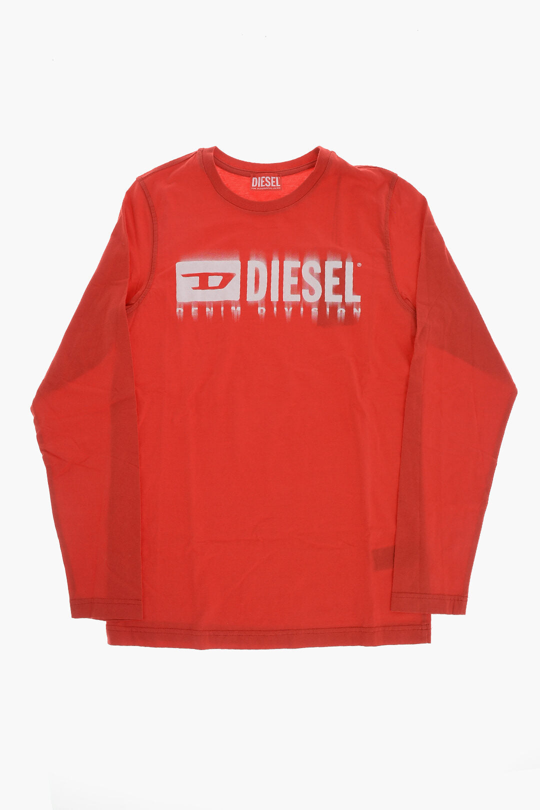 Diesel Kids 2550~Long-Sleeve Crew Neck T-Shirt with Faded Logo