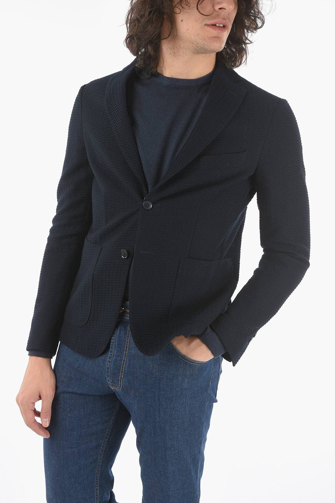 Corneliani 2550~CC COLLECTION Two-Button Cotton Jacket Two Vents Classic Lapel