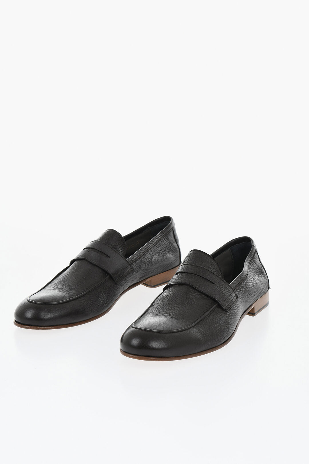 Corneliani 3500~Hammered Deer Leather Penny Loafers