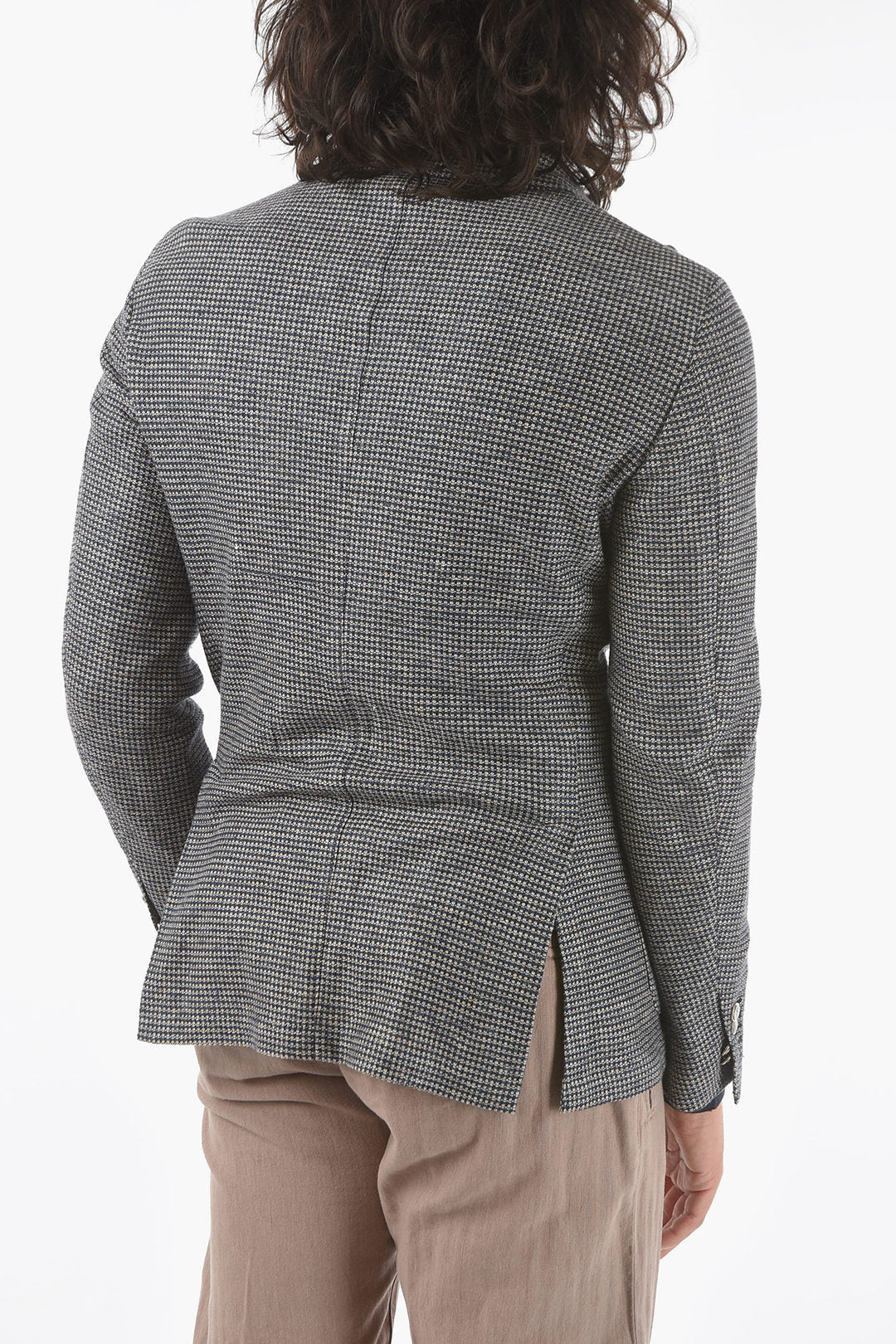 Corneliani 2405~ID Double-Breasted Linen Jacket Two Vents Peak Lapel, view 2
