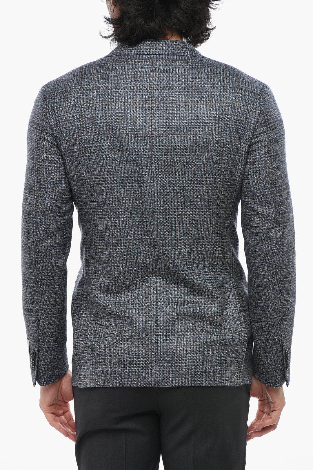 Corneliani 2405~CC COLLECTION Half-Lined Virgin Wool Blazer With District Check Pattern