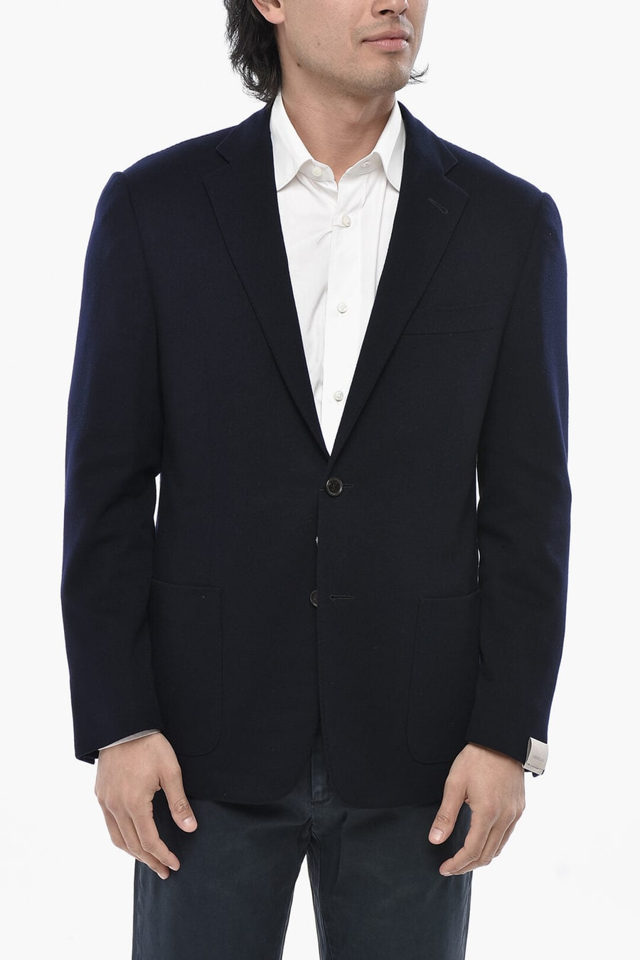 Corneliani 2405~2-Button Unlined Virgin Wool Blazer with Patch Pockets