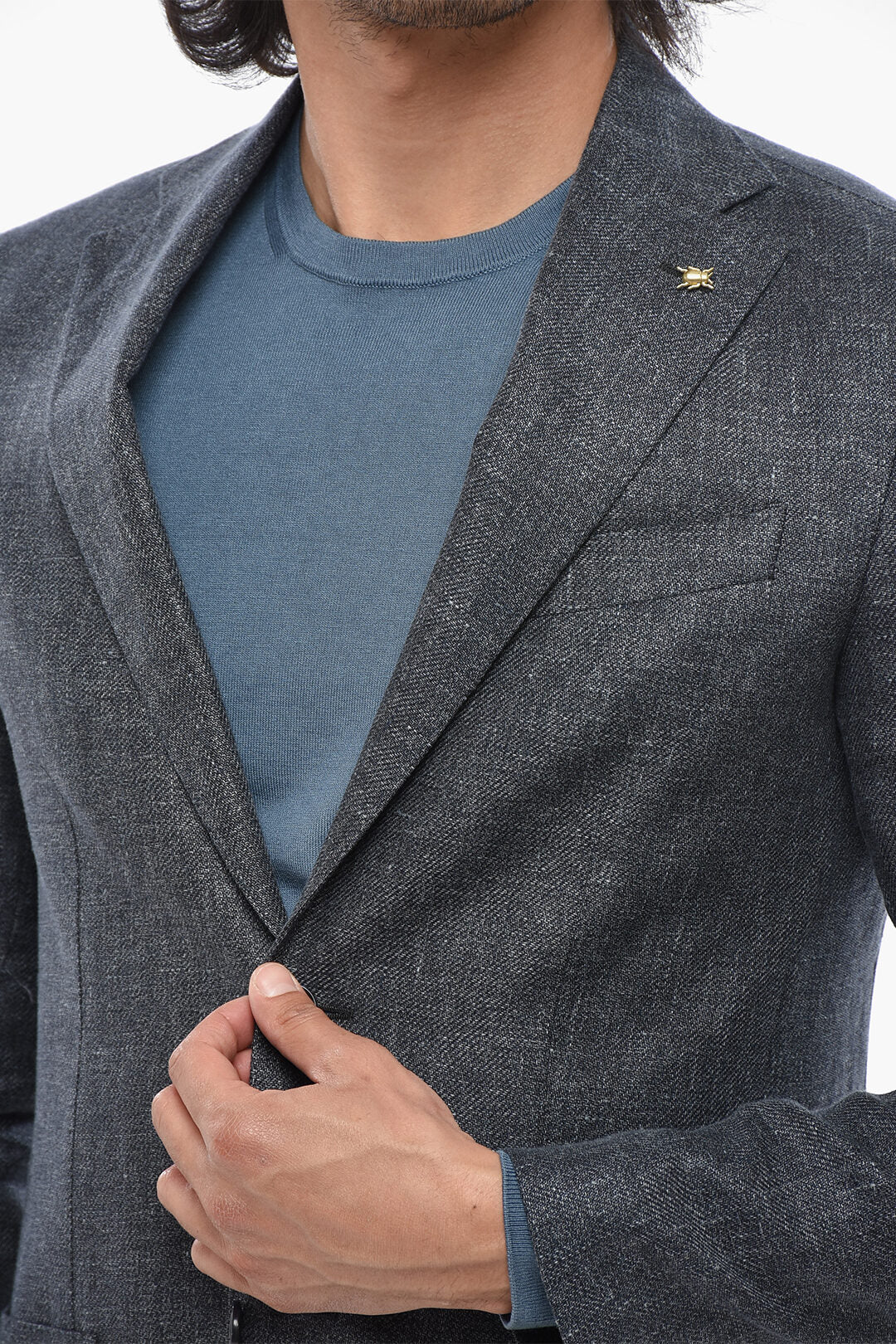 Corneliani 2405~CC COLLECTION Linen-Blend Blazer REFINED With Patch Pockets, view 2
