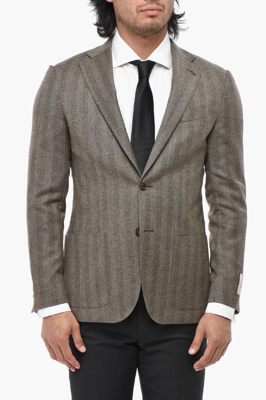 Corneliani 2405~CC COLLECTION Half-Lined Herringbone Wool Blazer REFINED
