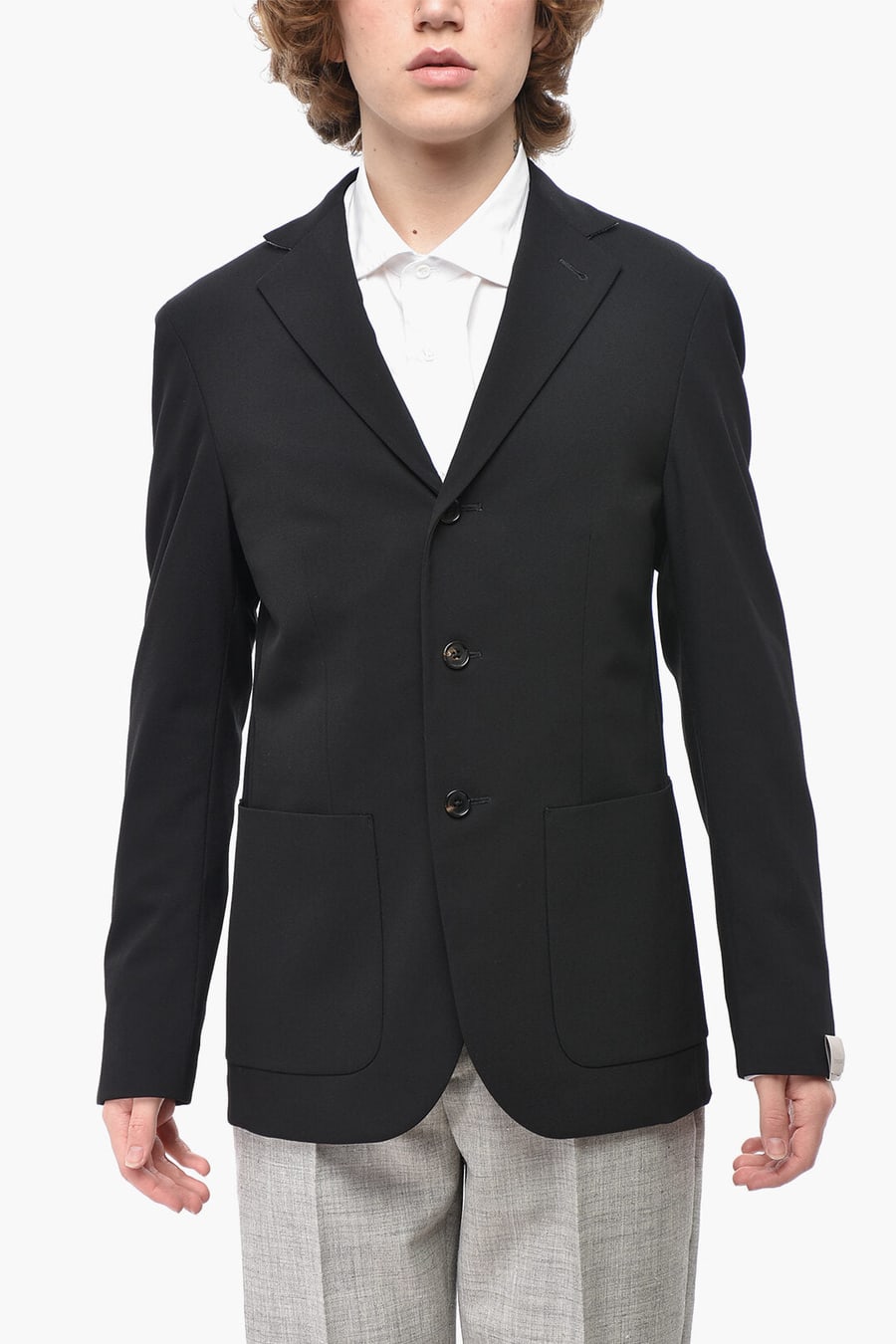 Corneliani 3500~CIRCLE Wool Blend Twill Blazer with Patch Pockets