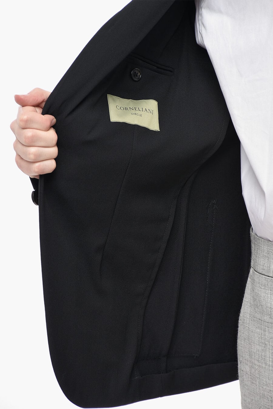 Corneliani 3500~CIRCLE Wool Blend Twill Blazer with Patch Pockets, view 5