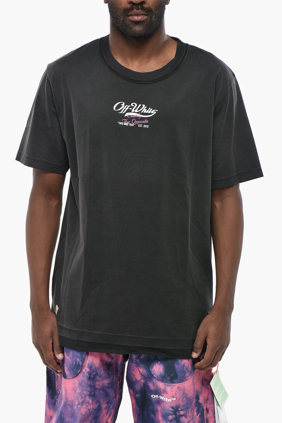 Off-White 2470~SEASONAL Crewneck T-Shirt WAVE OFF with Printed Logo