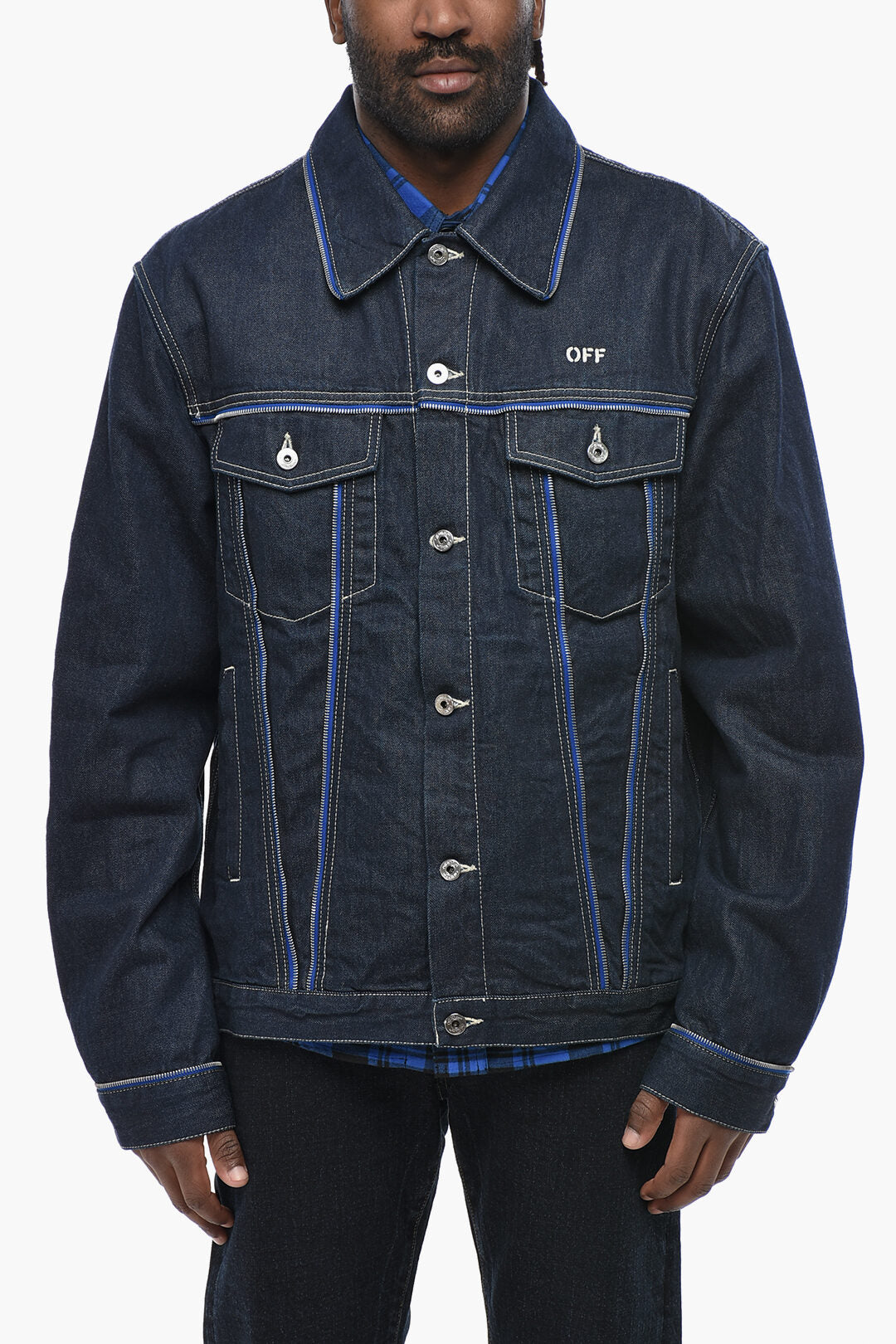Off-White 2405~Dark Wash Denim Jacket ZIP SKATE