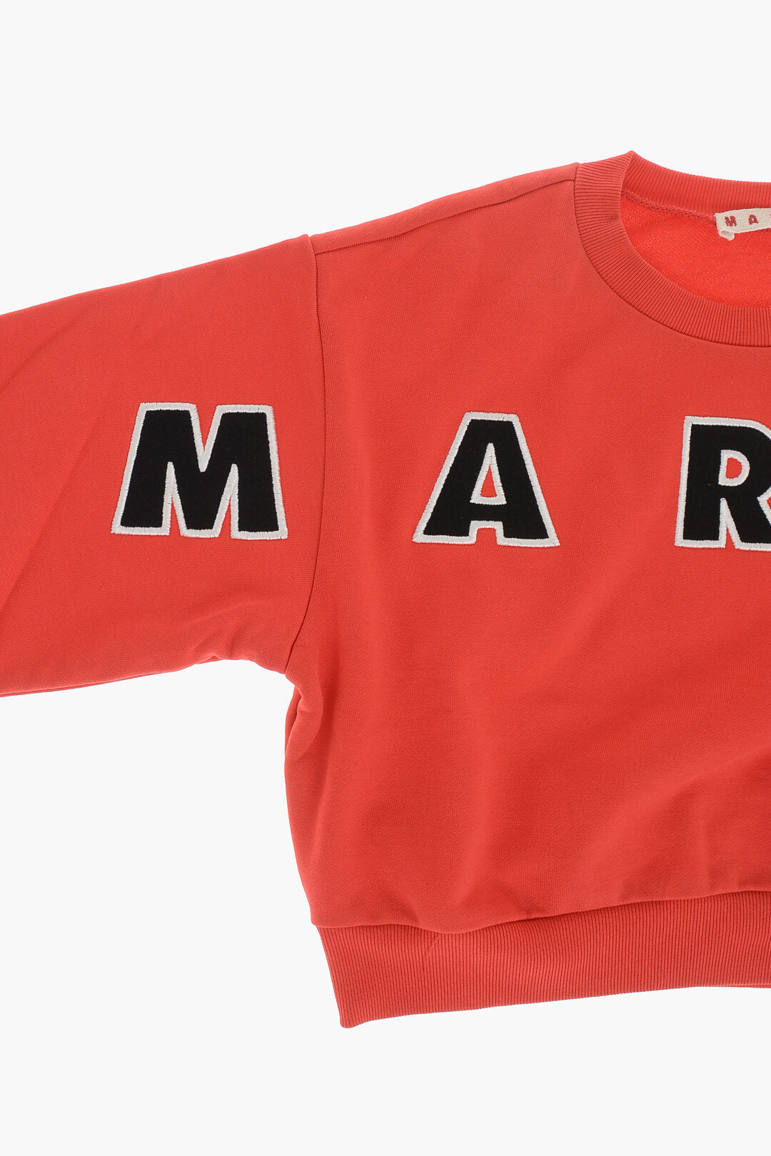 Marni Kids 0550~Cotton Crewneck Sweatshirt with Embroidered Maxi Front Logo, view 2