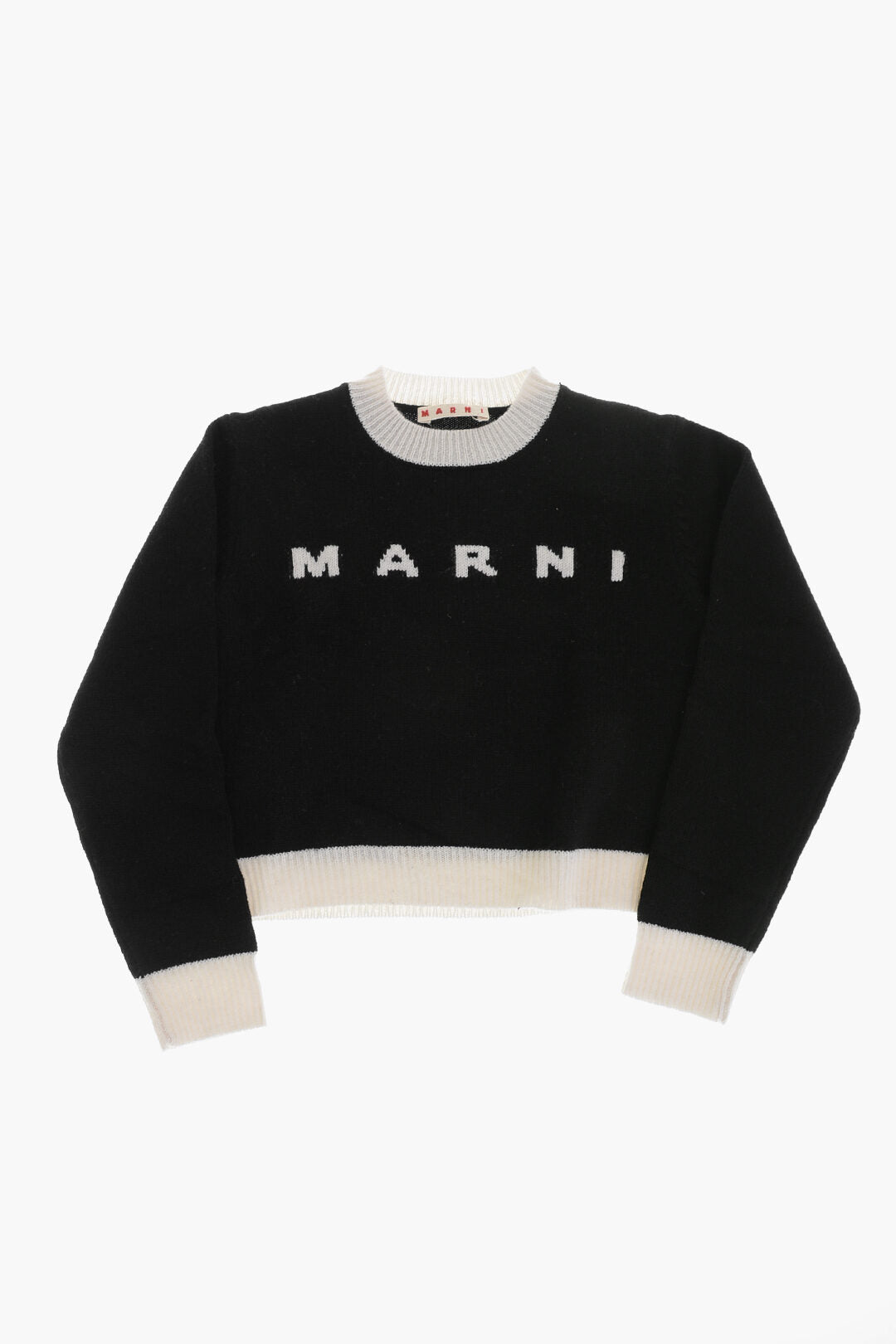 Marni Kids 0550~Wool and Cashmere Crewneck Sweater with Contrast Details