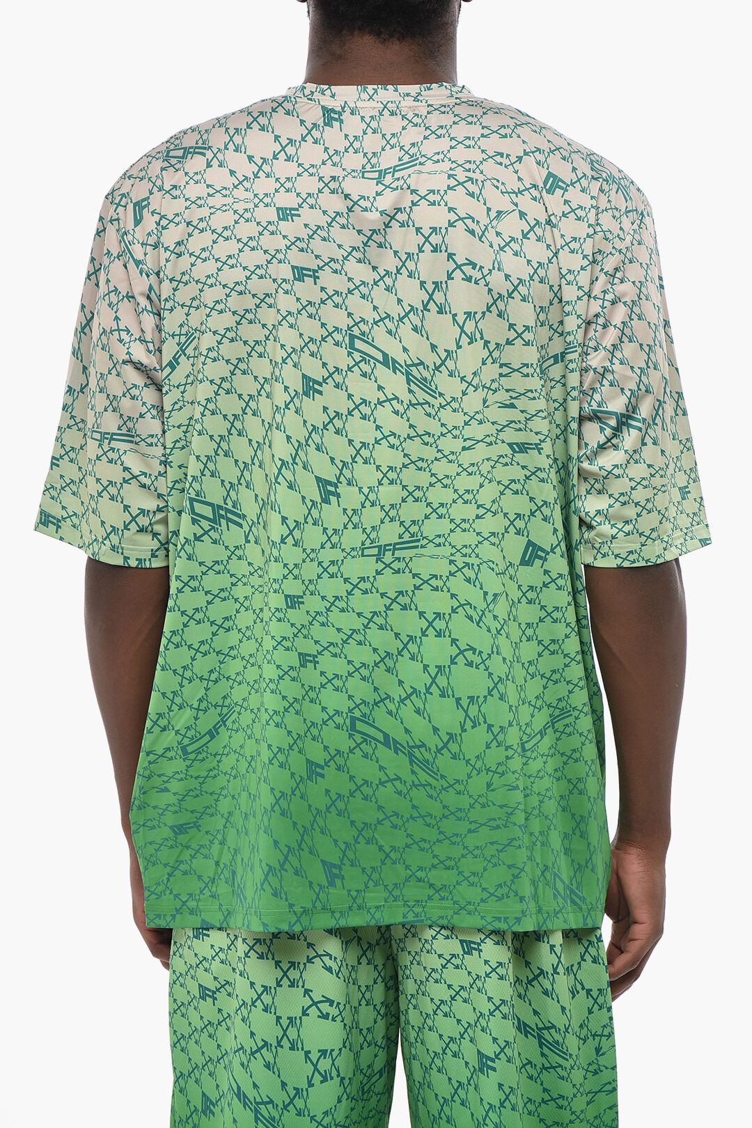 Off-White 2850~SPORTSWEAR Technical Fabric T-Shirt with Degradé Monogram Pattern, view 2