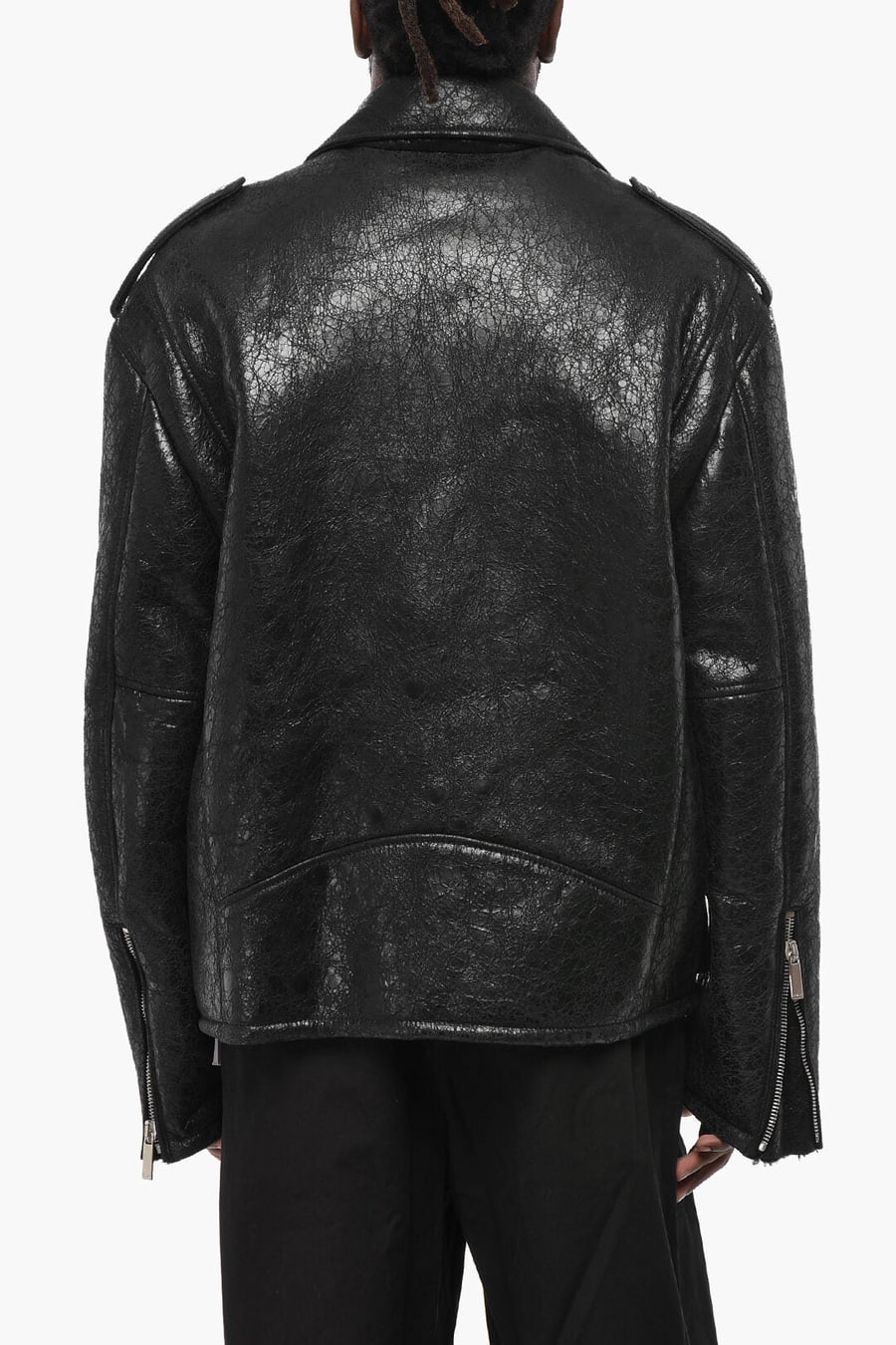 Off-White 3500~Shearling Biker Jacket CRAQ with Vintage Effect, view 2