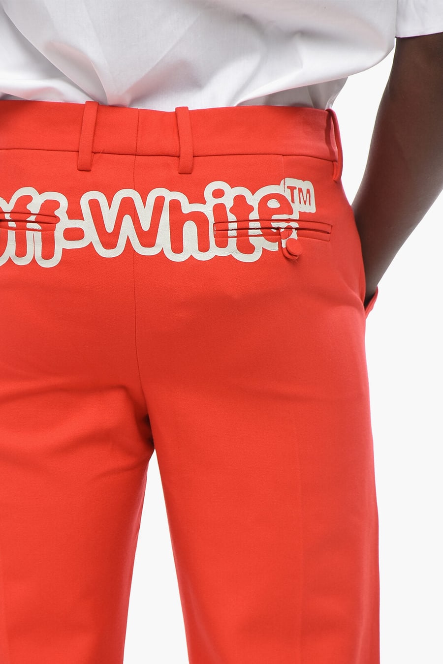 Off-White 2550~TAILORING Jersey Bootcut Trousers SAMBA, view 4