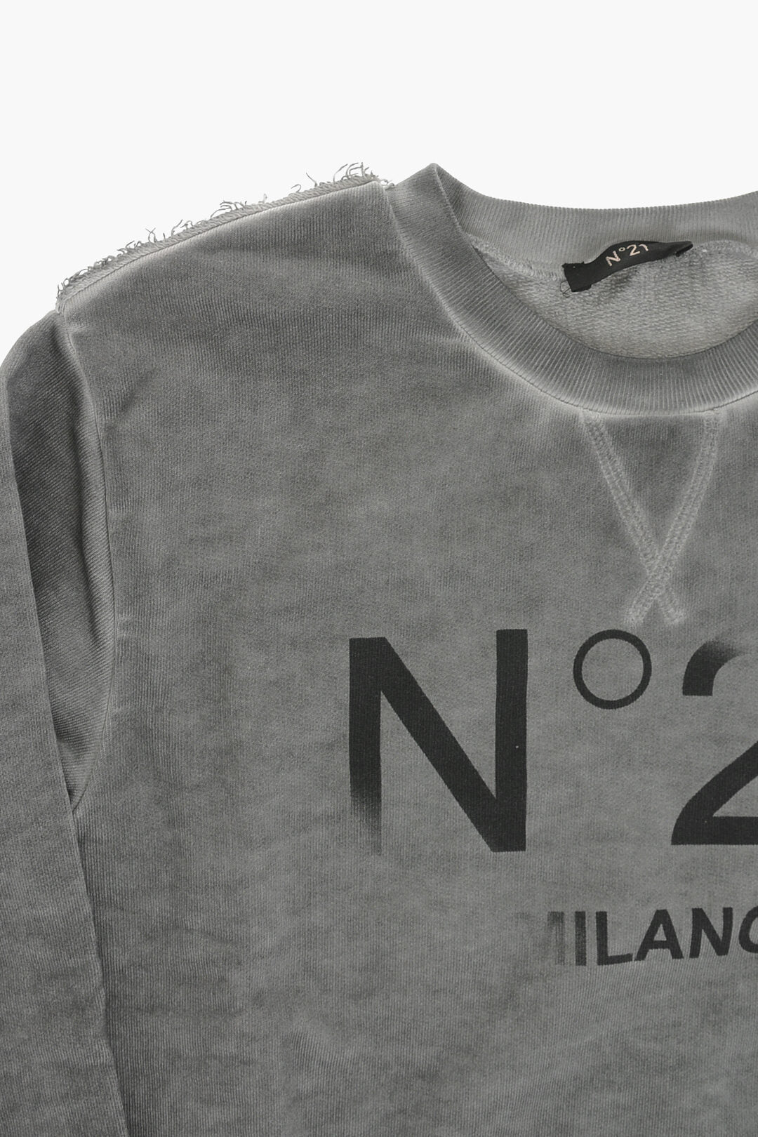 N.21 Kids 0470~Cotton Crewneck Sweatshirt with Delavé Effect