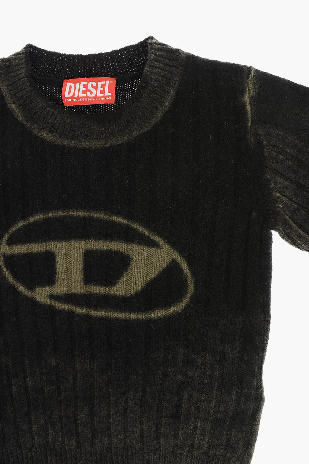 Diesel Kids 2850~Ribbed Crewneck Sweater KANDELEROD With Delavé Effect, view 2