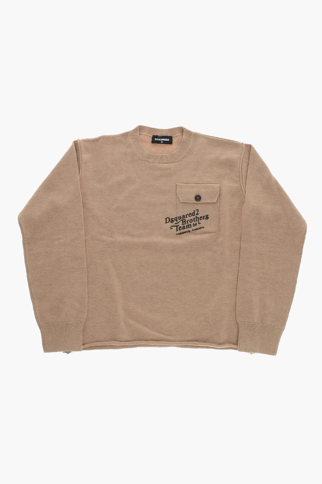 Dsquared2 Kids 0500~Cotton And Wool Crewneck Sweater With Pocket