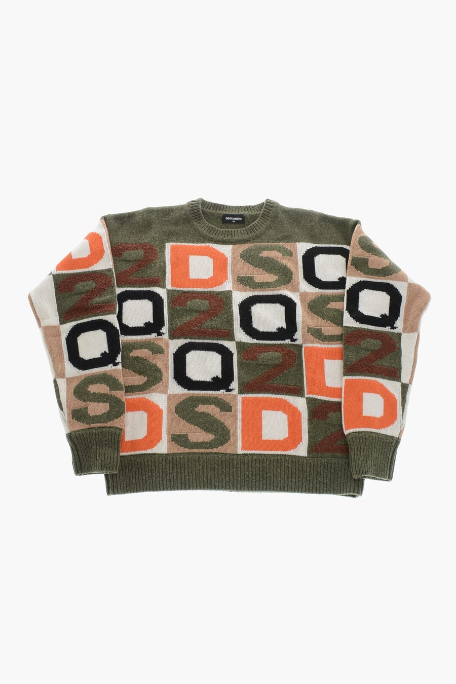 Dsquared2 Kids 0850~Wool-Blend Crewneck Sweater With All-Over Logo