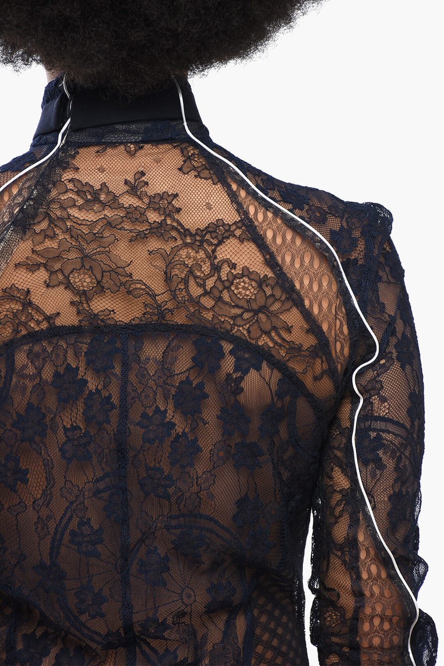 Off-White 2405~Long Lace Dress FLOWER WHEEL with Ruffled Hem, view 3